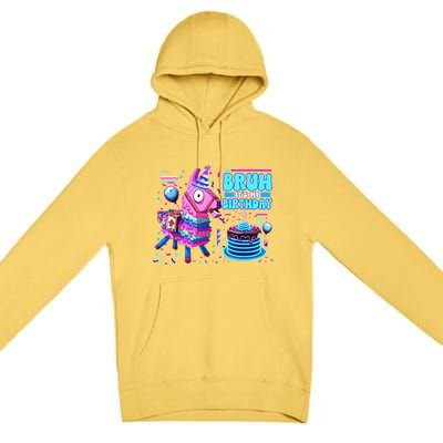 Bruh Its My Birthday Llama Boy Girl Family Party Bday Premium Pullover Hoodie