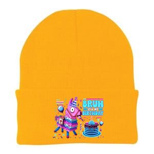 Bruh Its My Birthday Llama Boy Girl Family Party Bday Knit Cap Winter Beanie