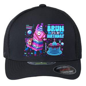 Bruh Its My Birthday Llama Boy Girl Family Party Bday Flexfit Unipanel Trucker Cap