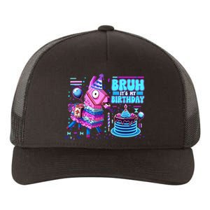 Bruh Its My Birthday Llama Boy Girl Family Party Bday Yupoong Adult 5-Panel Trucker Hat