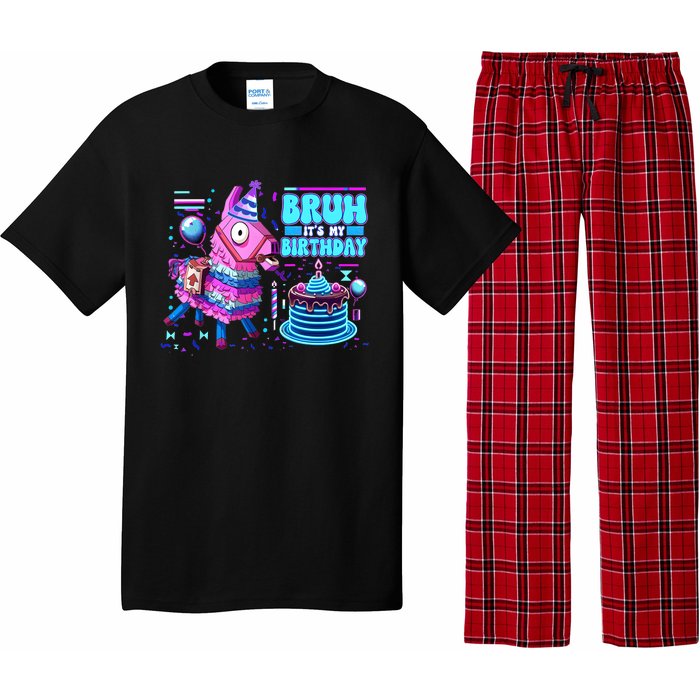 Bruh Its My Birthday Llama Boy Girl Family Party Bday Pajama Set