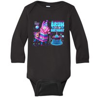 Bruh Its My Birthday Llama Boy Girl Family Party Bday Baby Long Sleeve Bodysuit