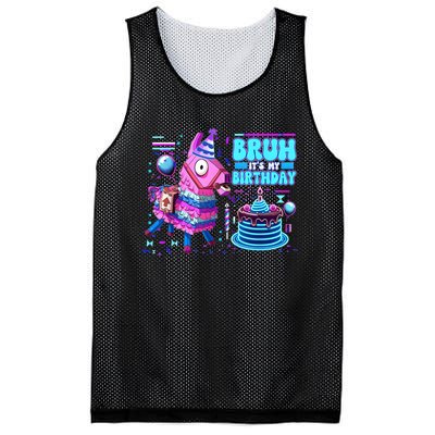 Bruh Its My Birthday Llama Boy Girl Family Party Bday Mesh Reversible Basketball Jersey Tank