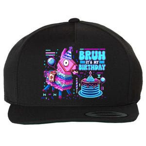 Bruh Its My Birthday Llama Boy Girl Family Party Bday Wool Snapback Cap