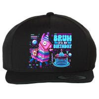 Bruh Its My Birthday Llama Boy Girl Family Party Bday Wool Snapback Cap