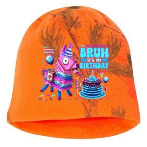 Bruh Its My Birthday Llama Boy Girl Family Party Bday Kati - Camo Knit Beanie