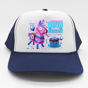 Bruh Its My Birthday Llama Boy Girl Family Party Bday Trucker Hat