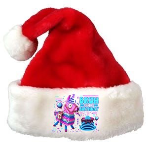 Bruh Its My Birthday Llama Boy Girl Family Party Bday Premium Christmas Santa Hat