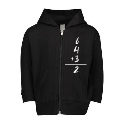 Baseball Inspired Math 6 4 3 2 Double Play Softball Game Toddler Zip Fleece Hoodie