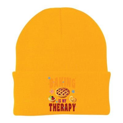 Baking Is My Therapy Culinary Art Artisan Bakery Baked Goods Cool Gift Knit Cap Winter Beanie