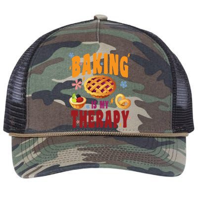 Baking Is My Therapy Culinary Art Artisan Bakery Baked Goods Cool Gift Retro Rope Trucker Hat Cap