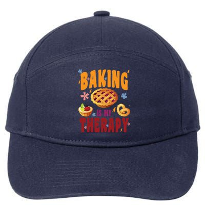 Baking Is My Therapy Culinary Art Artisan Bakery Baked Goods Cool Gift 7-Panel Snapback Hat