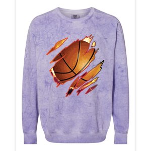 Basketball In Me Ripped Chest Gift Basketball Team Player Gift Colorblast Crewneck Sweatshirt