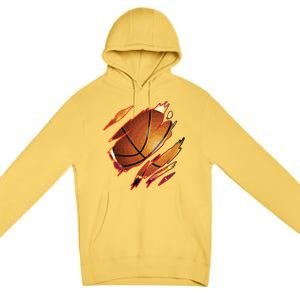 Basketball In Me Ripped Chest Gift Basketball Team Player Gift Premium Pullover Hoodie