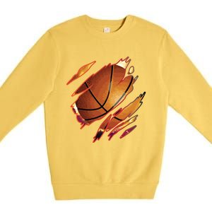 Basketball In Me Ripped Chest Gift Basketball Team Player Gift Premium Crewneck Sweatshirt