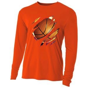 Basketball In Me Ripped Chest Gift Basketball Team Player Gift Cooling Performance Long Sleeve Crew