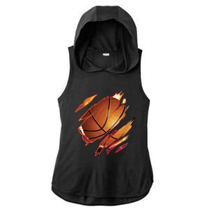 Basketball In Me Ripped Chest Gift Basketball Team Player Gift Ladies PosiCharge Tri-Blend Wicking Draft Hoodie Tank