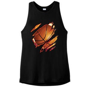 Basketball In Me Ripped Chest Gift Basketball Team Player Gift Ladies PosiCharge Tri-Blend Wicking Tank