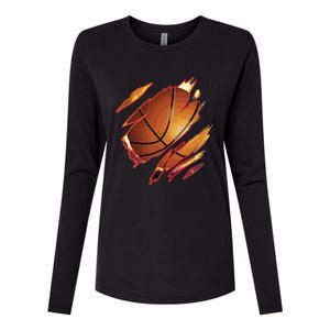 Basketball In Me Ripped Chest Gift Basketball Team Player Gift Womens Cotton Relaxed Long Sleeve T-Shirt