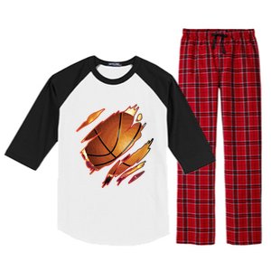 Basketball In Me Ripped Chest Gift Basketball Team Player Gift Raglan Sleeve Pajama Set