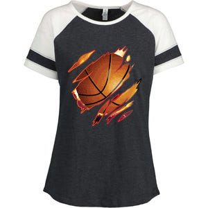 Basketball In Me Ripped Chest Gift Basketball Team Player Gift Enza Ladies Jersey Colorblock Tee