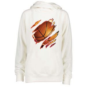 Basketball In Me Ripped Chest Gift Basketball Team Player Gift Womens Funnel Neck Pullover Hood