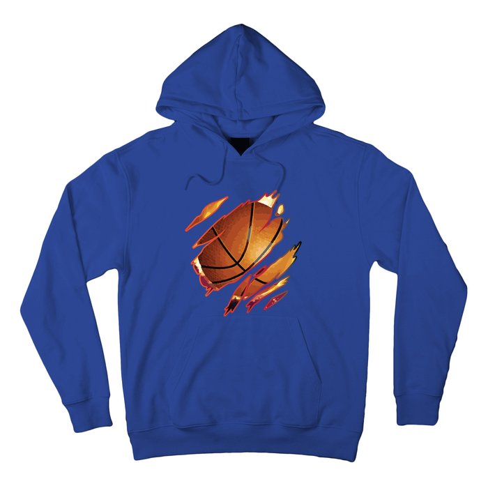 Basketball In Me Ripped Chest Gift Basketball Team Player Gift Hoodie