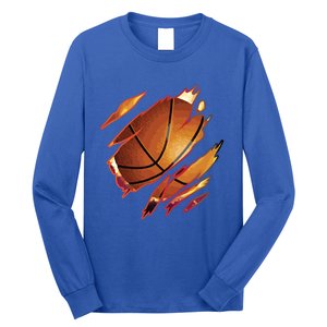 Basketball In Me Ripped Chest Gift Basketball Team Player Gift Long Sleeve Shirt