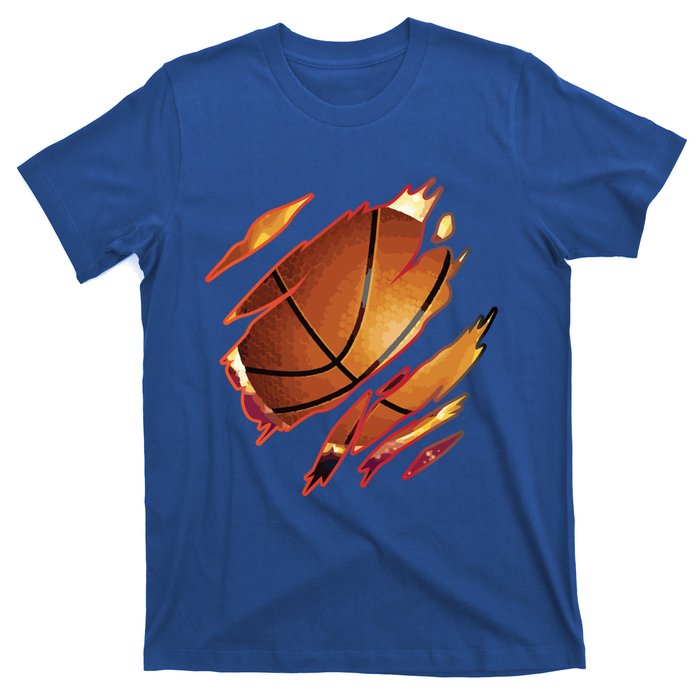 Basketball In Me Ripped Chest Gift Basketball Team Player Gift T-Shirt