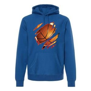 Basketball In Me Ripped Chest Gift Basketball Team Player Gift Premium Hoodie