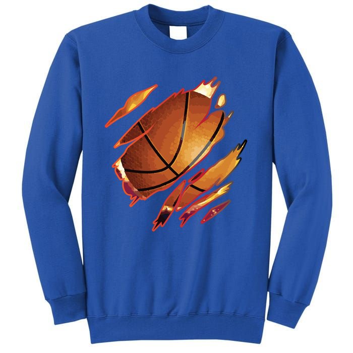 Basketball In Me Ripped Chest Gift Basketball Team Player Gift Tall Sweatshirt