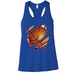 Basketball In Me Ripped Chest Gift Basketball Team Player Gift Women's Racerback Tank