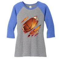 Basketball In Me Ripped Chest Gift Basketball Team Player Gift Women's Tri-Blend 3/4-Sleeve Raglan Shirt