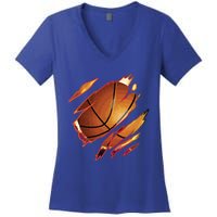 Basketball In Me Ripped Chest Gift Basketball Team Player Gift Women's V-Neck T-Shirt