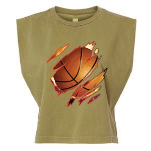 Basketball In Me Ripped Chest Gift Basketball Team Player Gift Garment-Dyed Women's Muscle Tee