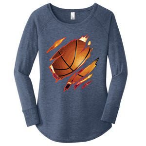 Basketball In Me Ripped Chest Gift Basketball Team Player Gift Women's Perfect Tri Tunic Long Sleeve Shirt