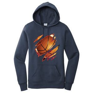 Basketball In Me Ripped Chest Gift Basketball Team Player Gift Women's Pullover Hoodie