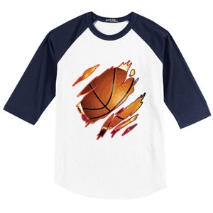 Basketball In Me Ripped Chest Gift Basketball Team Player Gift Baseball Sleeve Shirt