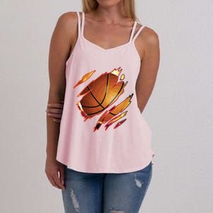 Basketball In Me Ripped Chest Gift Basketball Team Player Gift Women's Strappy Tank