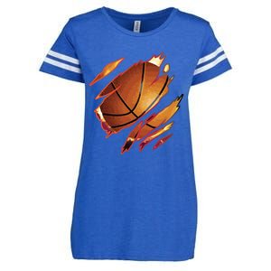 Basketball In Me Ripped Chest Gift Basketball Team Player Gift Enza Ladies Jersey Football T-Shirt