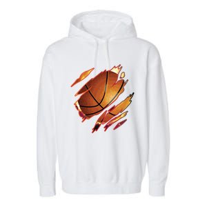 Basketball In Me Ripped Chest Gift Basketball Team Player Gift Garment-Dyed Fleece Hoodie