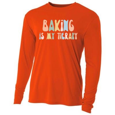 Baking Is My Therapy Gift Funny Foodie Gift For Baker Meaningful Gift Cooling Performance Long Sleeve Crew