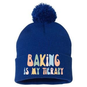 Baking Is My Therapy Gift Funny Foodie Gift For Baker Meaningful Gift Pom Pom 12in Knit Beanie