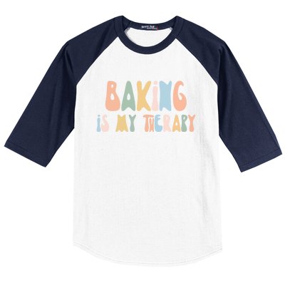 Baking Is My Therapy Gift Funny Foodie Gift For Baker Meaningful Gift Baseball Sleeve Shirt