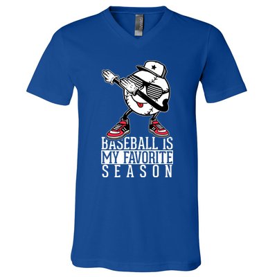 Baseball Is My Favorite Season Dab Gift For Baseball Lovers Gift V-Neck T-Shirt