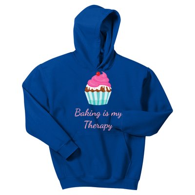 Baking Is My Therapy Cupcake Bakery Baker Gift Kids Hoodie