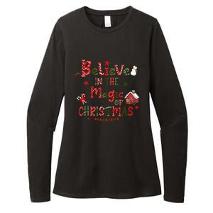 Believe In Magic Of Christmas Funny Xmas Snow Gift Womens CVC Long Sleeve Shirt