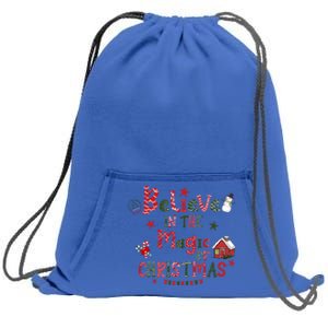 Believe In Magic Of Christmas Funny Xmas Snow Gift Sweatshirt Cinch Pack Bag