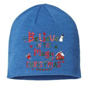 Believe In Magic Of Christmas Funny Xmas Snow Gift Sustainable Beanie