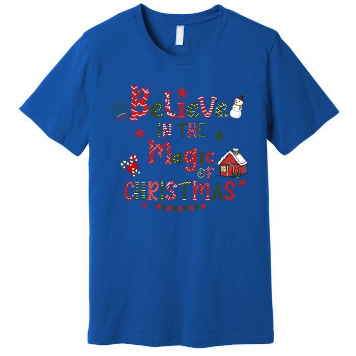 Believe In Magic Of Christmas Funny Xmas Snow Gift Premium T-Shirt